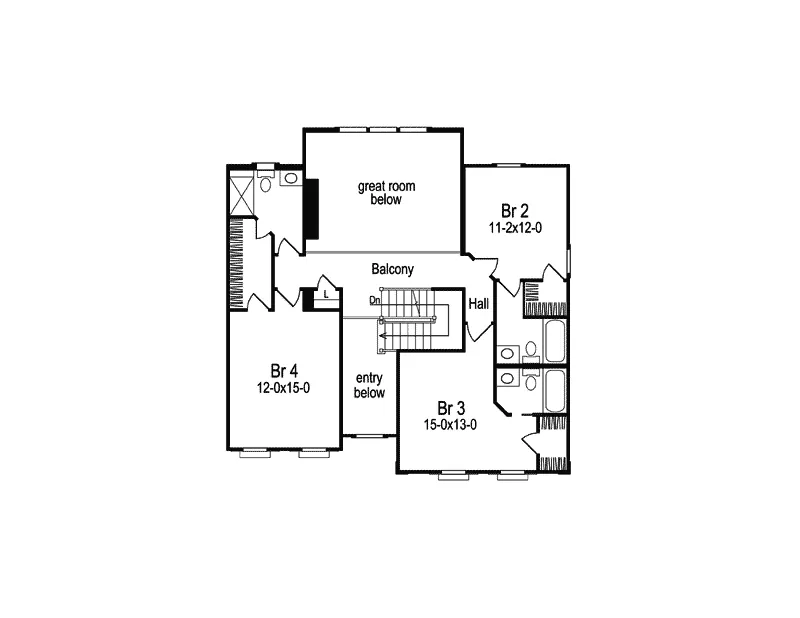 Greek Revival House Plan Second Floor - Cadenbridge Georgian Home 007D-0009 - Search House Plans and More