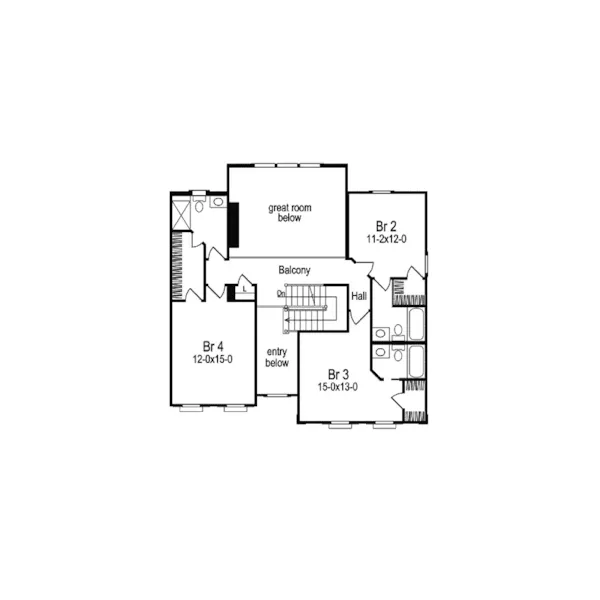 Greek Revival House Plan Second Floor - Cadenbridge Georgian Home 007D-0009 - Search House Plans and More