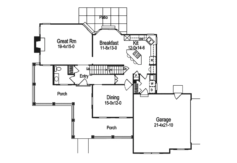 Farmhouse Plan First Floor - Huntington Country Home 007D-0011 - Search House Plans and More