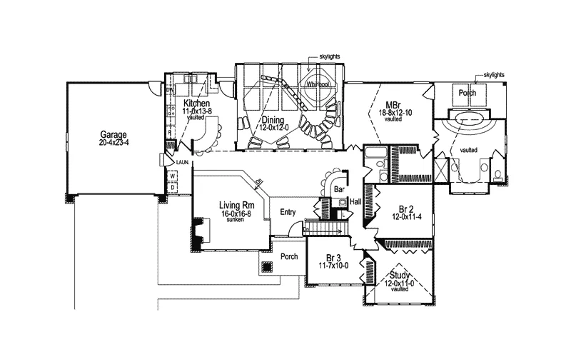 Ranch House Plan First Floor - Gardenview Contemporary Home 007D-0012 - Search House Plans and More