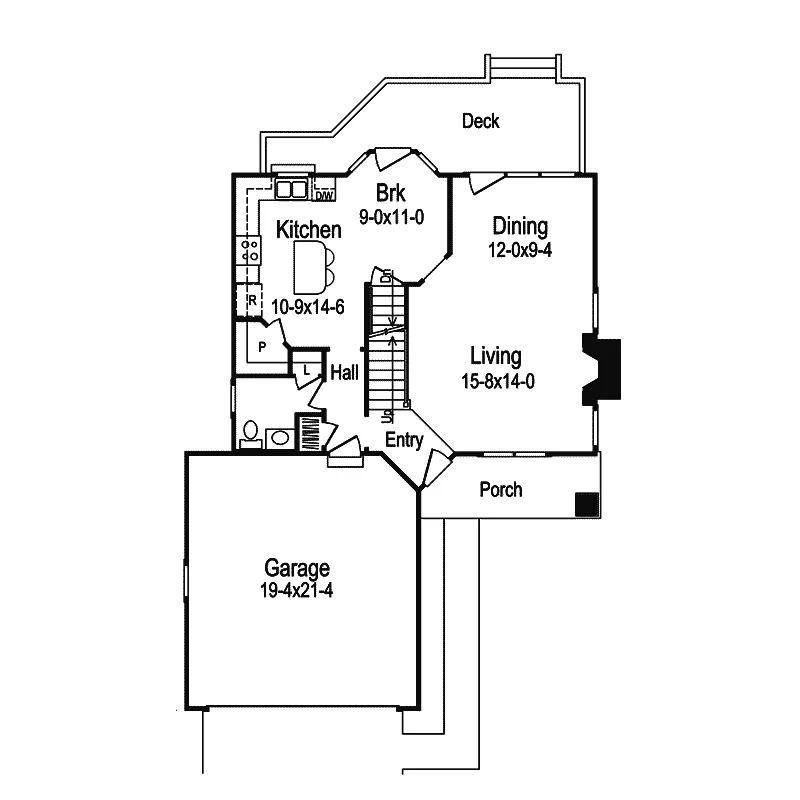 Cabin & Cottage House Plan First Floor - Hampton Narrow Lot Home 007D-0013 - Search House Plans and More