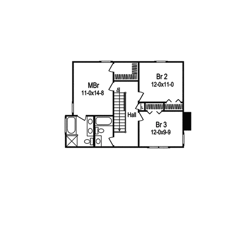 Cabin & Cottage House Plan Second Floor - Hampton Narrow Lot Home 007D-0013 - Search House Plans and More