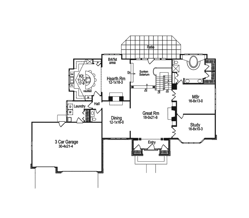 Traditional House Plan First Floor - Cheshire Traditional Home 007D-0016 - Search House Plans and More