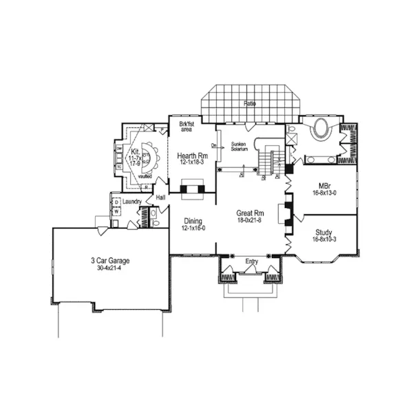 Greek Revival House Plan First Floor - Cheshire Traditional Home 007D-0016 - Search House Plans and More