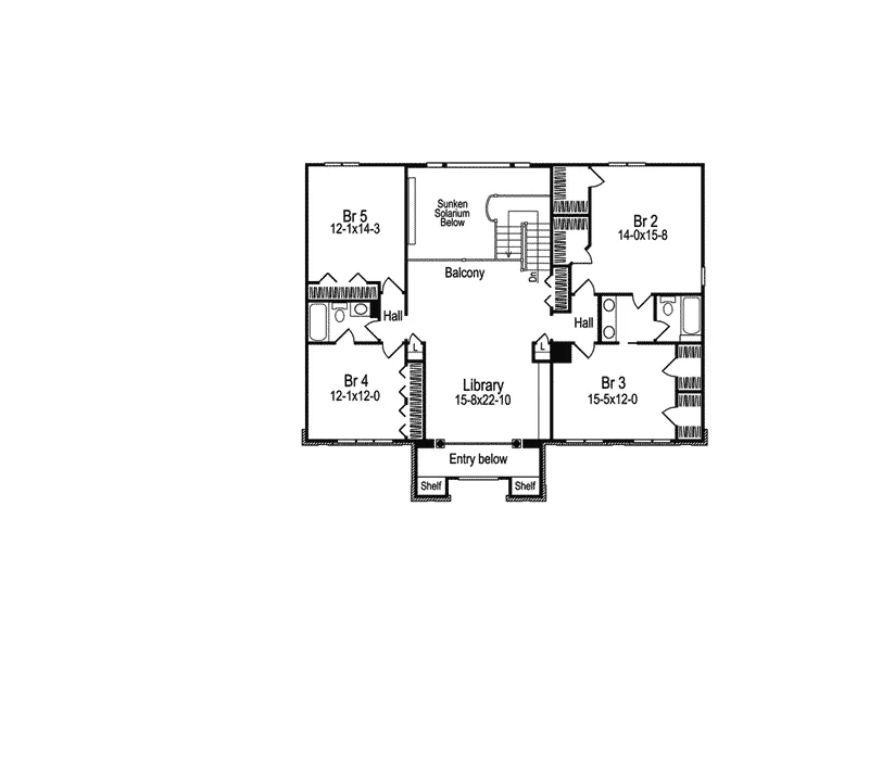 Traditional House Plan Second Floor - Cheshire Traditional Home 007D-0016 - Search House Plans and More