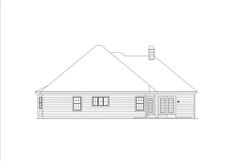 Ranch House Plan Rear Elevation - Westham Traditional Ranch Home 007D-0017 - Shop House Plans and More