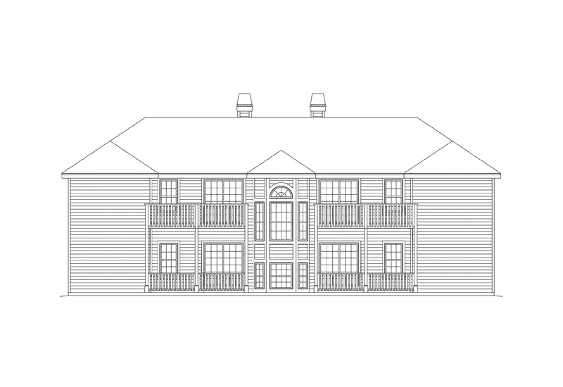 Multi-Family House Plan Rear Elevation - Staunton Fourplex Multi-Family 007D-0021 - Shop House Plans and More