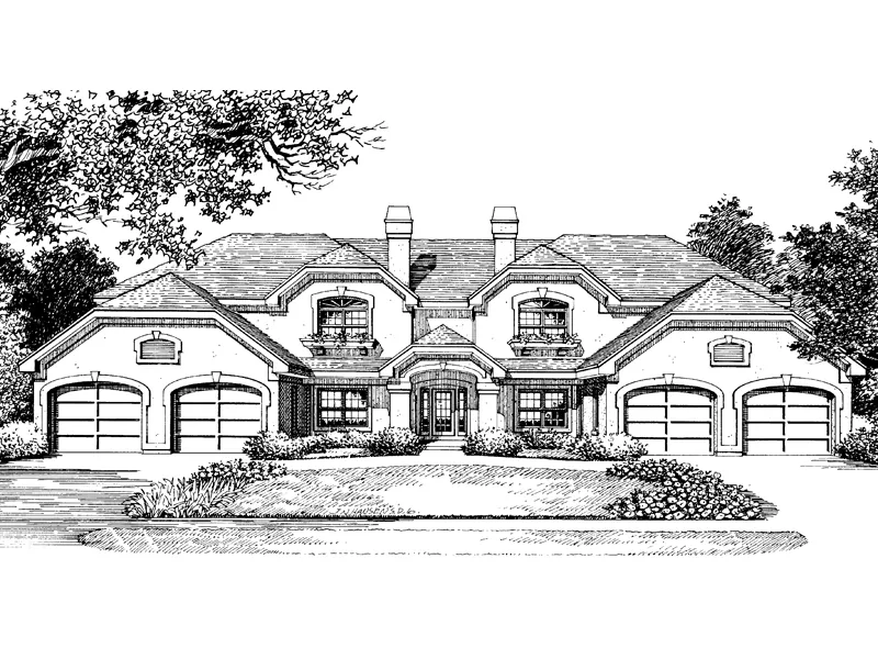 Multi-Family House Plan Front Image of House - Pasadena Fourplex Multi-Family 007D-0022 - Shop House Plans and More