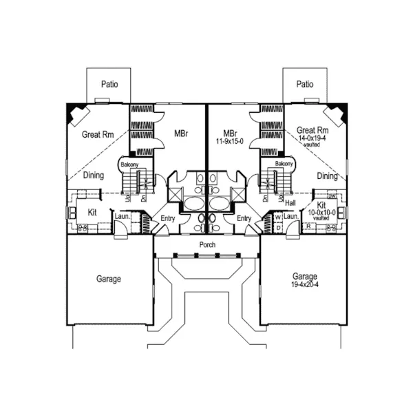 Country House Plan First Floor - Countryridge Farmhouse Duplex 007D-0024 - Search House Plans and More