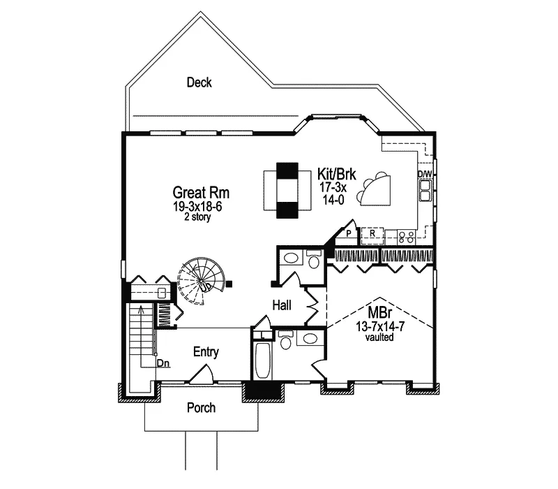 Mountain House Plan First Floor - Sausalito Lake Home 007D-0028 - Shop House Plans and More