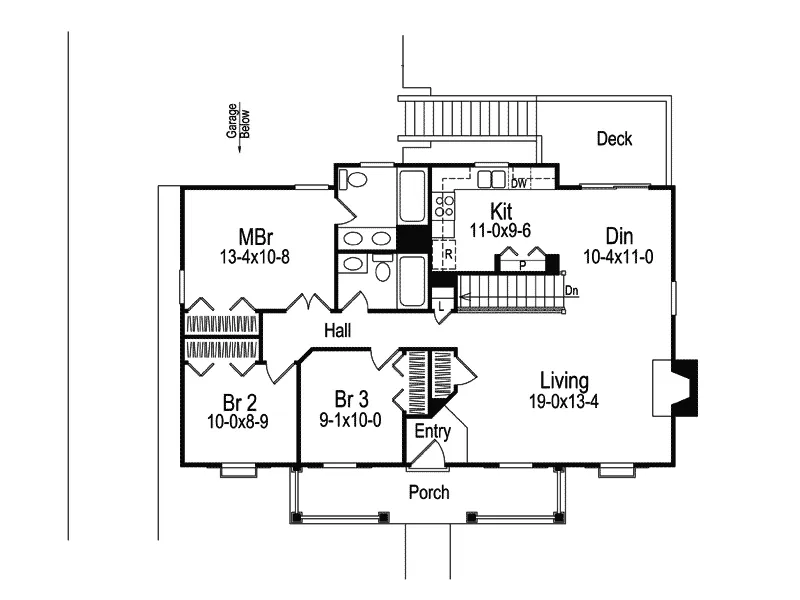 Ranch House Plan First Floor - Briarwood Country Cottage Home 007D-0030 - Search House Plans and More