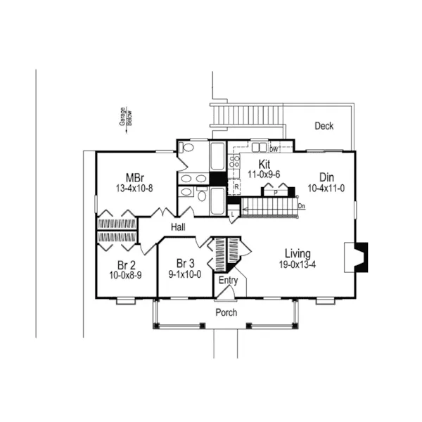 Ranch House Plan First Floor - Briarwood Country Cottage Home 007D-0030 - Search House Plans and More