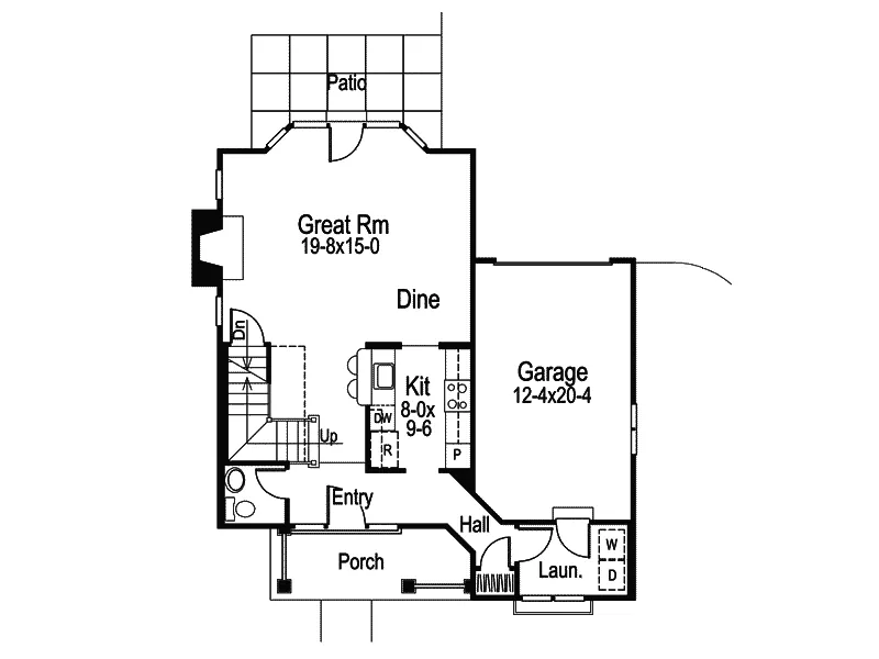 Cabin & Cottage House Plan First Floor - Highland Pass Narrow Lot Home 007D-0032 - Search House Plans and More