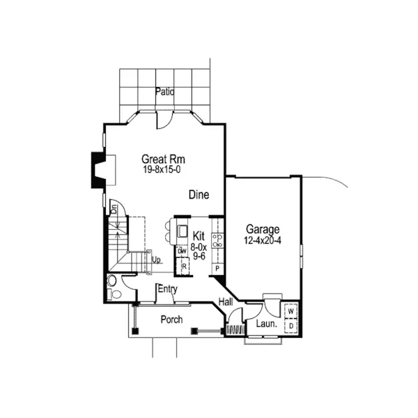 Cabin & Cottage House Plan First Floor - Highland Pass Narrow Lot Home 007D-0032 - Search House Plans and More