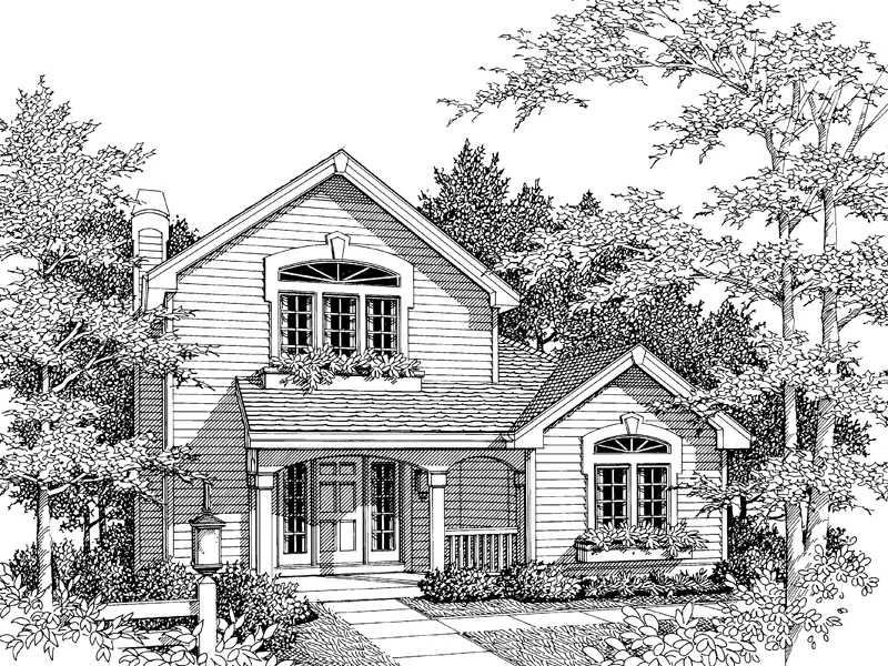 Cabin & Cottage House Plan Front Image of House - Highland Pass Narrow Lot Home 007D-0032 - Search House Plans and More
