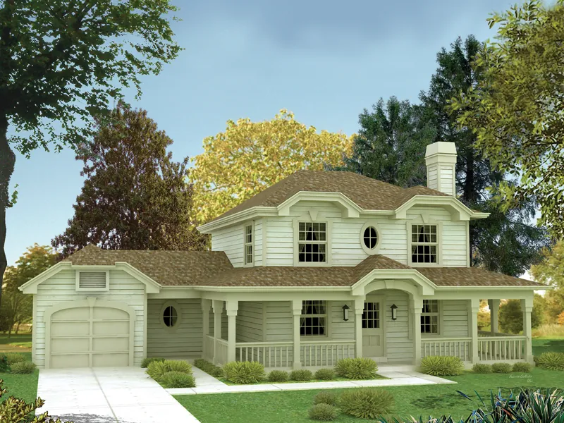 Traditional Hipped Roof Home With An Inviting Porch On All Sides