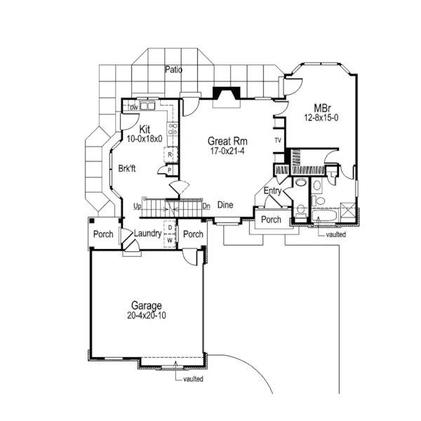 Country French House Plan First Floor - Yorkshire Country French Home 007D-0035 - Shop House Plans and More