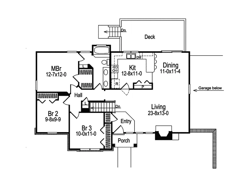 Ranch House Plan First Floor - Lakeview Cape Cod Ranch Home 007D-0037 - Shop House Plans and More