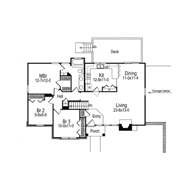 Ranch House Plan First Floor - Lakeview Cape Cod Ranch Home 007D-0037 - Shop House Plans and More