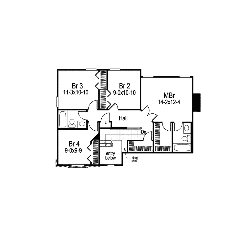 Traditional House Plan Second Floor - Wedgewood Small Home 007D-0041 - Shop House Plans and More