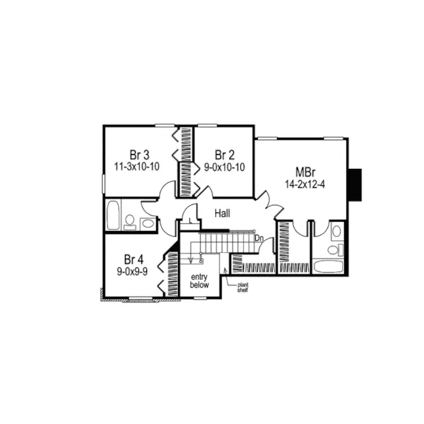 Traditional House Plan Second Floor - Wedgewood Small Home 007D-0041 - Shop House Plans and More