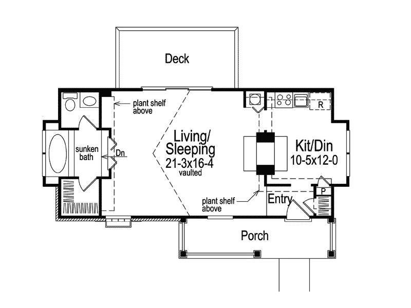 Ranch House Plan First Floor - Shasta Cove Cottage Home 007D-0043 - Shop House Plans and More