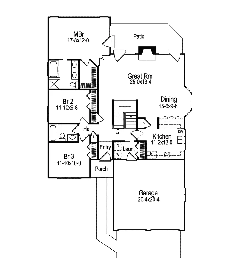 Contemporary House Plan First Floor - Maitland Narrow Lot Home 007D-0044 - Shop House Plans and More