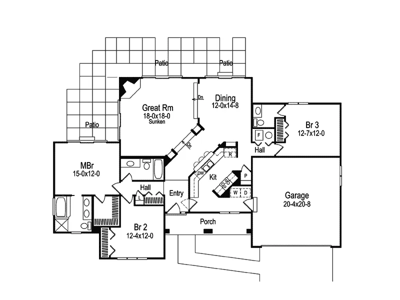 Southwestern House Plan First Floor - La Valencia Florida Style Home 007D-0046 - Shop House Plans and More