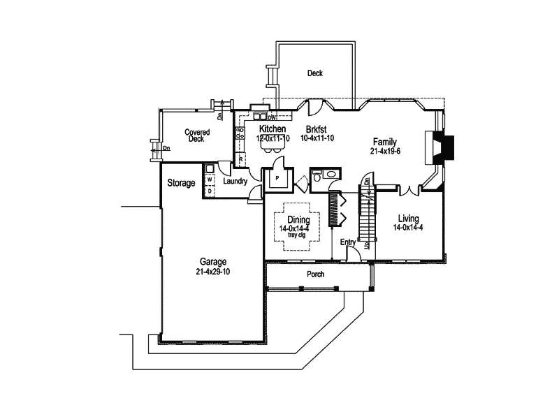 Early American House Plan First Floor - Joshbury Early American Home 007D-0047 - Search House Plans and More