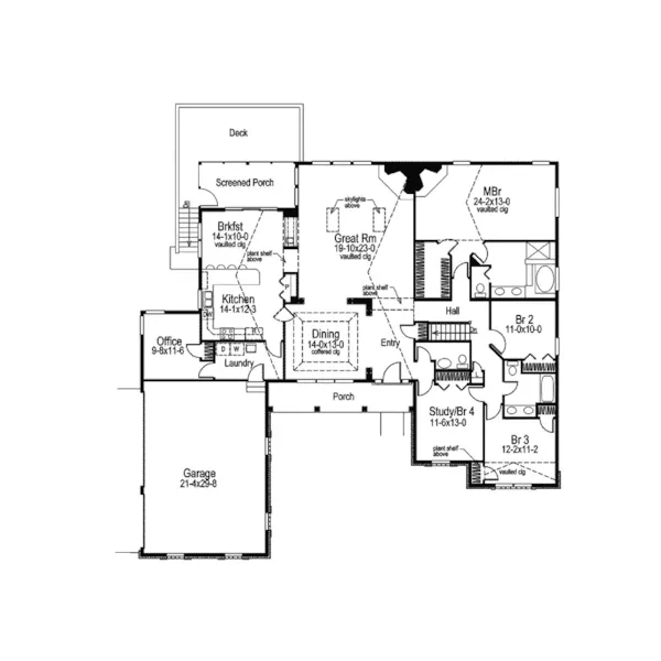 Rustic House Plan First Floor - Country Manor Ranch Home 007D-0048 - Search House Plans and More