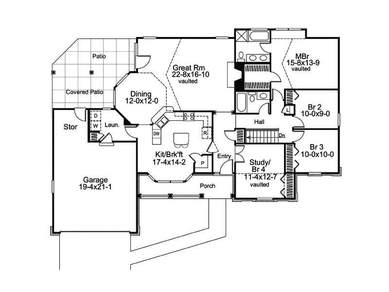 Traditional House Plan First Floor - Kinsley Country Home 007D-0049 - Search House Plans and More