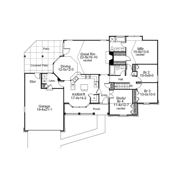 Traditional House Plan First Floor - Kinsley Country Home 007D-0049 - Search House Plans and More