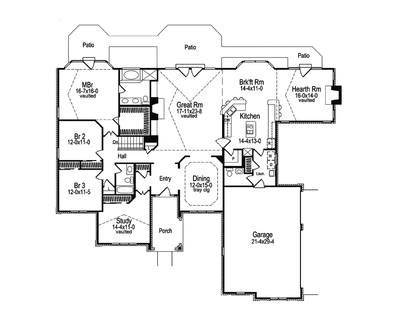 Traditional House Plan First Floor - Lockwood Ranch Home 007D-0050 - Shop House Plans and More