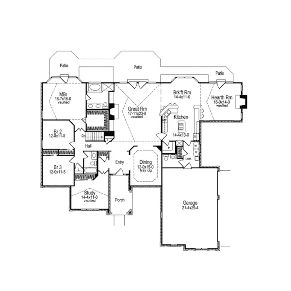 Ranch House Plan First Floor - Lockwood Ranch Home 007D-0050 - Shop House Plans and More