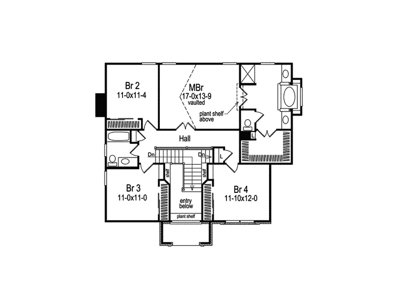 Traditional House Plan Second Floor - Bradington Traditional Home 007D-0051 - Search House Plans and More