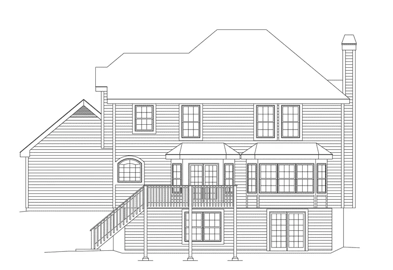 Traditional House Plan Rear Elevation - Bradington Traditional Home 007D-0051 - Search House Plans and More