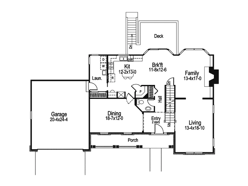 Colonial House Plan First Floor - Fairview Park Colonial Home 007D-0052 - Search House Plans and More