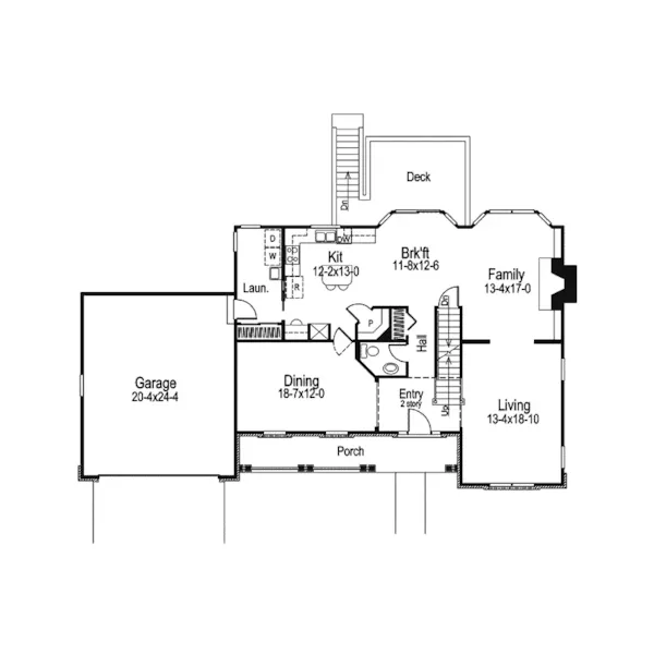 Country House Plan First Floor - Fairview Park Colonial Home 007D-0052 - Search House Plans and More