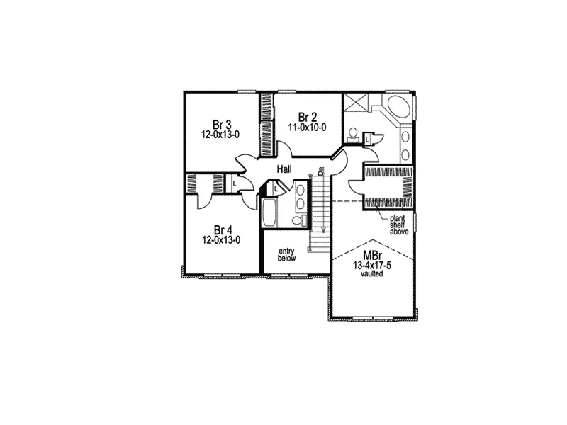 Country House Plan Second Floor - Fairview Park Colonial Home 007D-0052 - Search House Plans and More