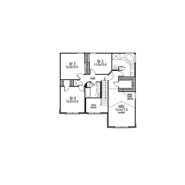 Country House Plan Second Floor - Fairview Park Colonial Home 007D-0052 - Search House Plans and More