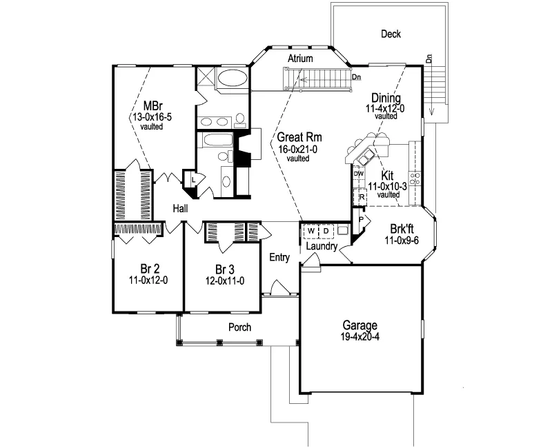Traditional House Plan First Floor - Oakmont Atrium Ranch Home 007D-0053 - Shop House Plans and More
