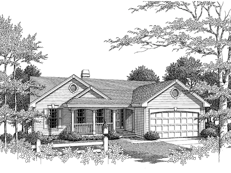Ranch House Plan Front Image of House - Oakmont Atrium Ranch Home 007D-0053 - Shop House Plans and More