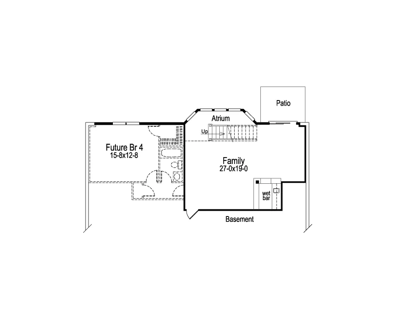 Traditional House Plan Lower Level Floor - Oakmont Atrium Ranch Home 007D-0053 - Shop House Plans and More
