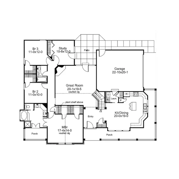 Farmhouse Plan First Floor - Summerset Country Home 007D-0055 - Shop House Plans and More