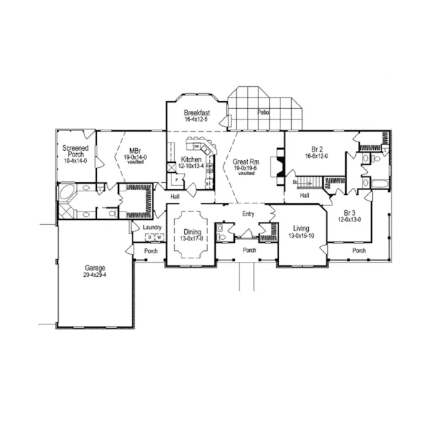 Traditional House Plan First Floor - Glenview Ranch Home 007D-0057 - Search House Plans and More