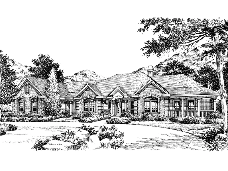 Traditional House Plan Front Image of House - Glenview Ranch Home 007D-0057 - Search House Plans and More