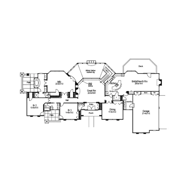 Ranch House Plan First Floor - Oasis Luxury Sunbelt Home 007D-0058 - Shop House Plans and More