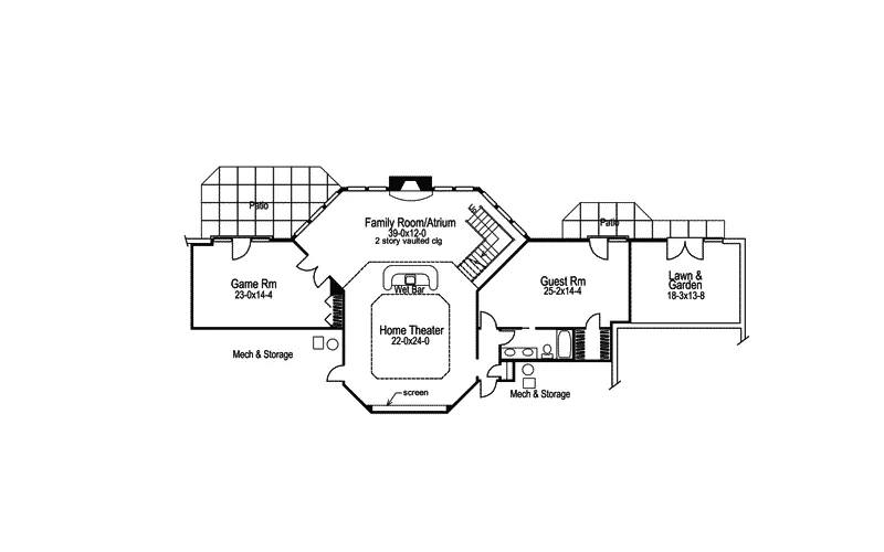 Florida House Plan Lower Level Floor - Oasis Luxury Sunbelt Home 007D-0058 - Shop House Plans and More