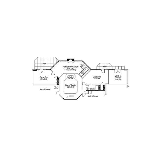 Ranch House Plan Lower Level Floor - Oasis Luxury Sunbelt Home 007D-0058 - Shop House Plans and More