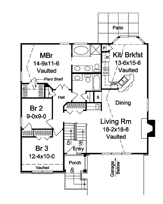 Ranch House Plan First Floor - Hillbriar Traditional Home 007D-0061 - Search House Plans and More